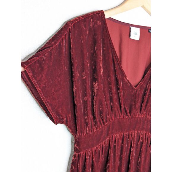 Cabi Crushed Velvet Burgundy Grace Tribute Dress Sz XS Empire Waist Whimsygoth - Picture 5 of 9